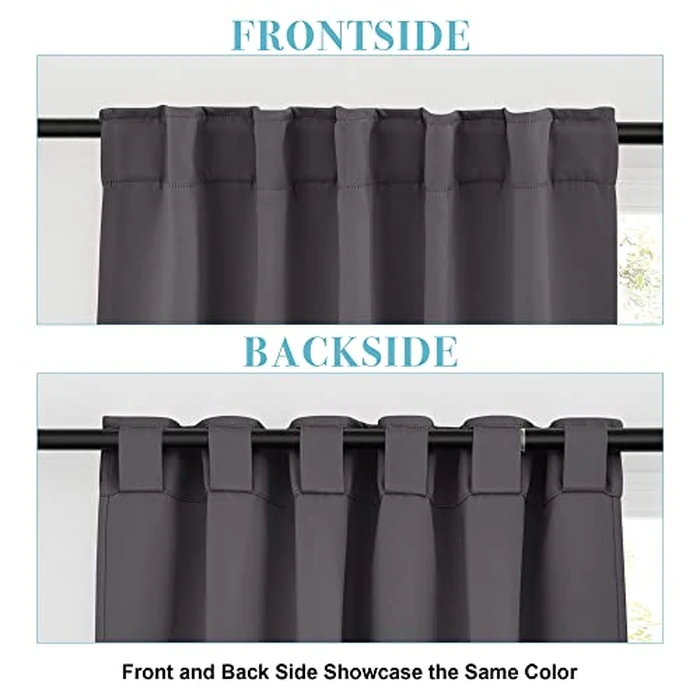 RYB HOME Blackout Curtains 80 inches Long Thermal Insulating Large Window Curtains for Living Room Sliding Glass Door Dining Home Office Backdrop, Grey, W 42 x L 80 per Panel, 2 Panels by RYB HOME - Image 4