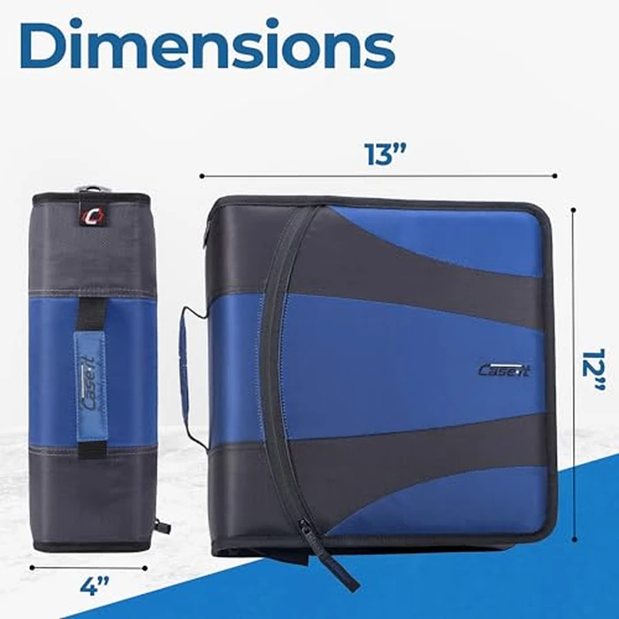 Case-it The Dual 2.0 Zipper Binder - Two 2 Inch D-Rings - 5 Subject File Folder - Multiple Pockets - 800 Sheet Capacity - Comes with Shoulder Strap - Blue Dual-301 by Case it - Image 3