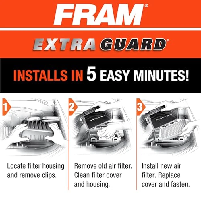 FRAM Extra Guard CA10467 Replacement Engine Air Filter for Select Honda Accord and Crosstour (2.4L), Provides Up to 12 Months or 12,000 Miles Filter Protection by Fram - Image 6