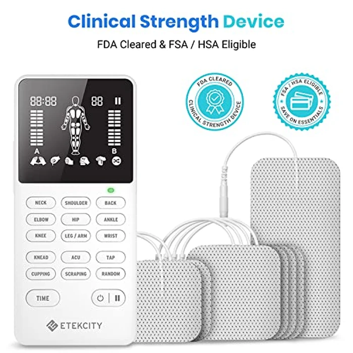 Etekcity 4-Channel Rechargeable TENS Unit,FSA-HSA Eligible Muscle Stimulator for Pain Relief, After-Exercise Relaxation, Physical Therapy, 8 Electrode Pads, Back,Neck,Shoulder,Sciatica, Period Cramps by Etekcity - Image 2