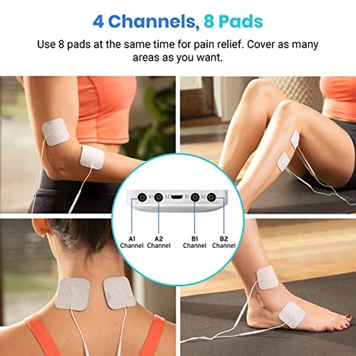 Etekcity 4-Channel Rechargeable TENS Unit,FSA-HSA Eligible Muscle Stimulator for Pain Relief, After-Exercise Relaxation, Physical Therapy, 8 Electrode Pads, Back,Neck,Shoulder,Sciatica, Period Cramps by Etekcity - Image 3