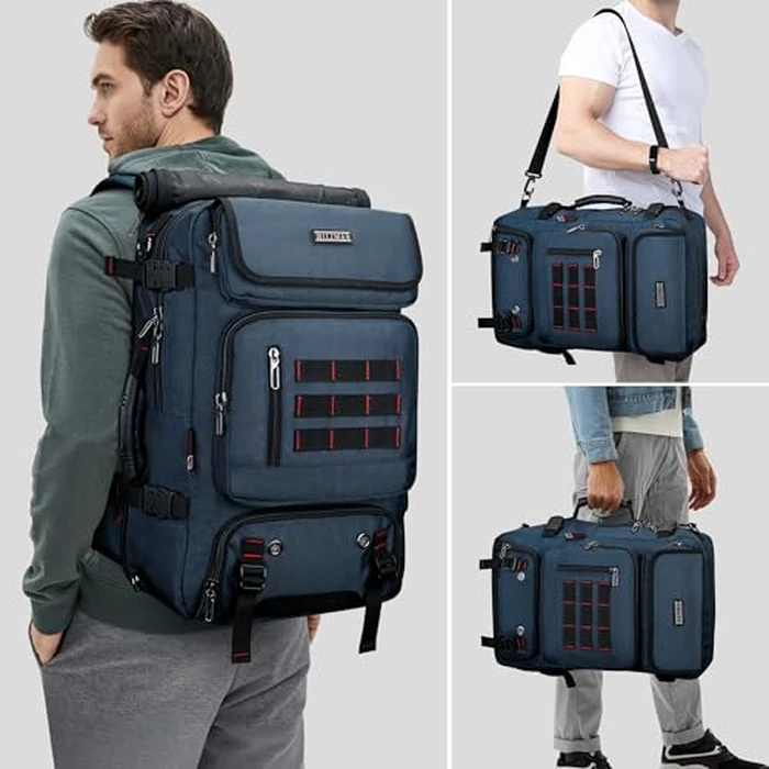 WITZMAN Carry on Travel Backpack for Men Airline Approved Convertible Nylon Duffle Backpack Luggage Bag(B682 Blue) by WITZMAN - Image 2