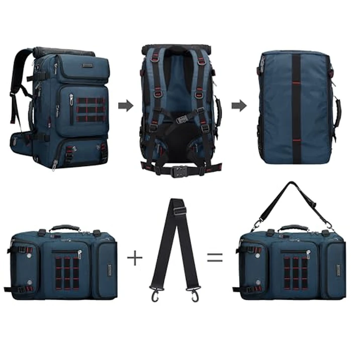 WITZMAN Carry on Travel Backpack for Men Airline Approved Convertible Nylon Duffle Backpack Luggage Bag(B682 Blue) by WITZMAN - Image 7