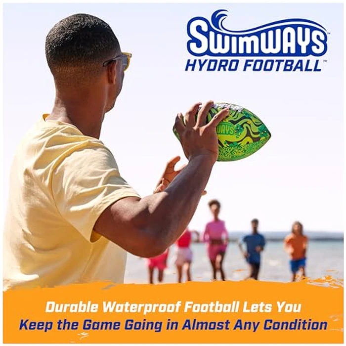 Swimways Hydro Waterproof Football, Outdoor Games for Adults and Kids, Swimming Pool Accessories and Pool Party Games,9.25 Inches, Blue by SwimWays - Image 3