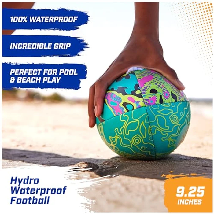 Swimways Hydro Waterproof Football, Outdoor Games for Adults and Kids, Swimming Pool Accessories and Pool Party Games,9.25 Inches, Blue by SwimWays - Image 4