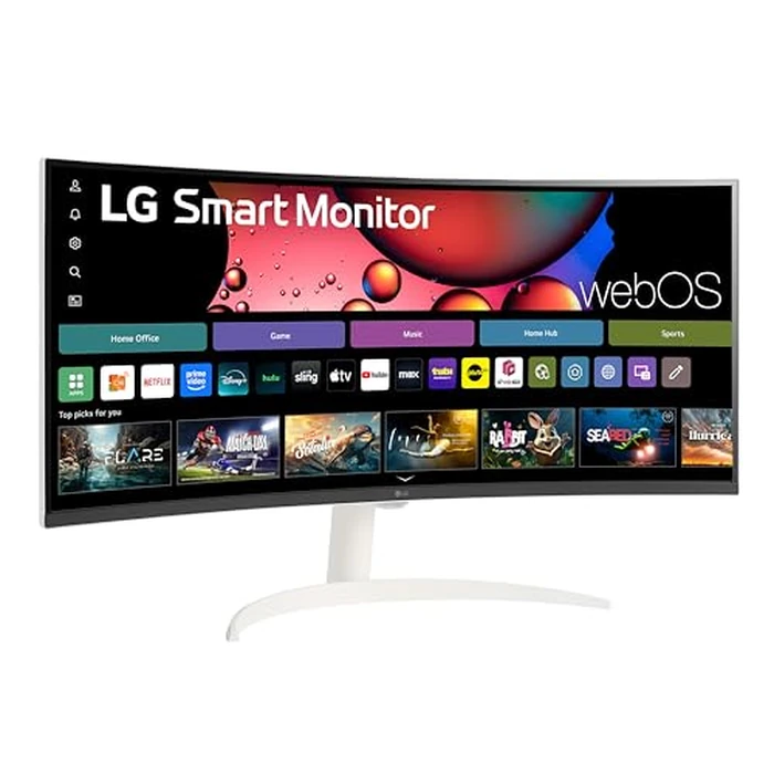 LG 34SR60QC-W 34-inch QHD (3440x1440) Curved Smart Monitor with Streaming, UltraWide Screen, webOS, HDR10, 100Hz, Built-in Speaker, AirPlay2, Screen Share, Bluetooth, ThinQ App, White by LG - Image 8
