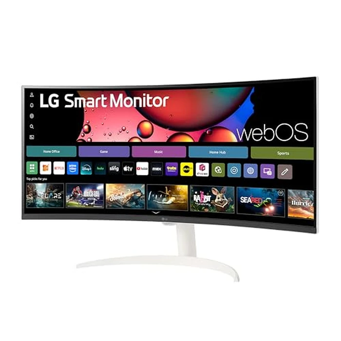 LG 34SR60QC-W 34-inch QHD (3440x1440) Curved Smart Monitor with Streaming, UltraWide Screen, webOS, HDR10, 100Hz, Built-in Speaker, AirPlay2, Screen Share, Bluetooth, ThinQ App, White by LG - Image 9