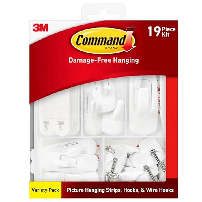 Command Variety Pack, Including 10 Pairs of Picture Hanging Strips, 6 Wire Hooks and 8 Utility Hooks for Hanging Christmas Decorations, Damage Free Hanging Up to 19 Items with Command Strips, 1 Kit by Command - Used - Like New condition - US$8.99