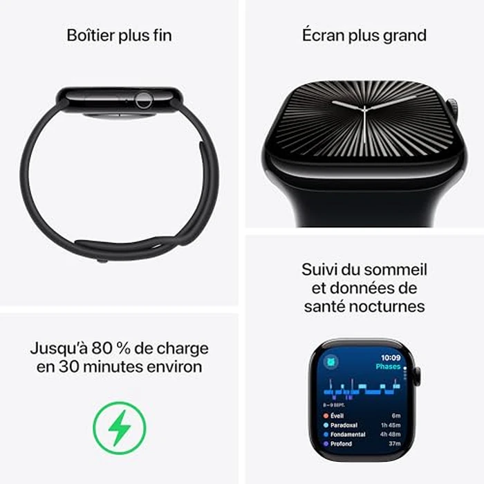 Apple Watch Series 10 [GPS 46mm] Smartwatch with Jet Black Aluminium Case with Ink Sport Loop. Fitness Tracker, ECG App, Always-On Retina Display, Water-Resistant by Apple - Image 5