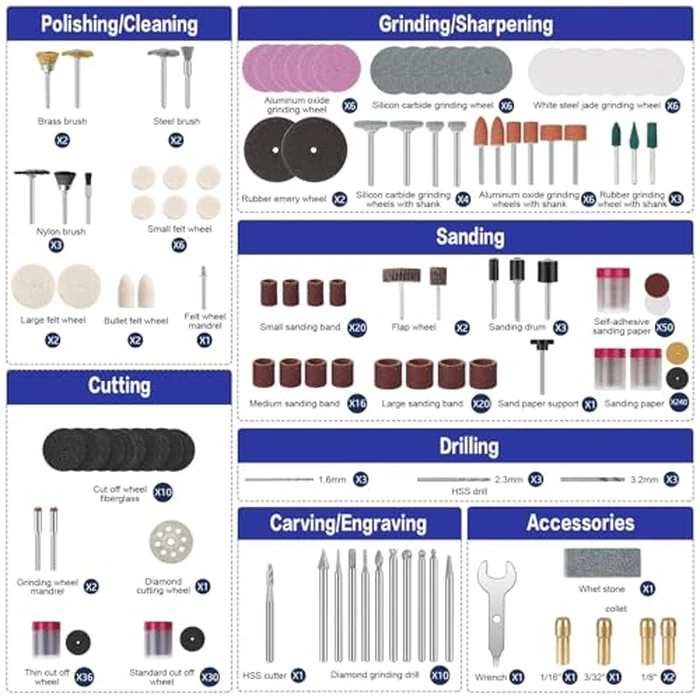 HARDELL Rotary Tool Accessories, Fits Dremel Rotary Tools, 508PCS Power Rotary Tool Bits with 1/8"(3.2mm) Diameter Shanks, Universal Fitment for Sanding, Drilling, Polishing, Carving, Polishing by HARDELL - Image 2