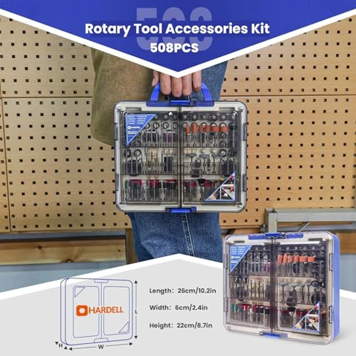 HARDELL Rotary Tool Accessories, Fits Dremel Rotary Tools, 508PCS Power Rotary Tool Bits with 1/8"(3.2mm) Diameter Shanks, Universal Fitment for Sanding, Drilling, Polishing, Carving, Polishing by HARDELL - Image 3