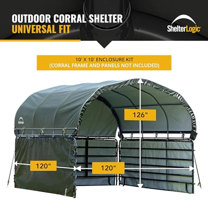 ShelterLogic 51483 10' X 10' Corral Shelter Enclosure Kit, Green by ShelterLogic - Image 2