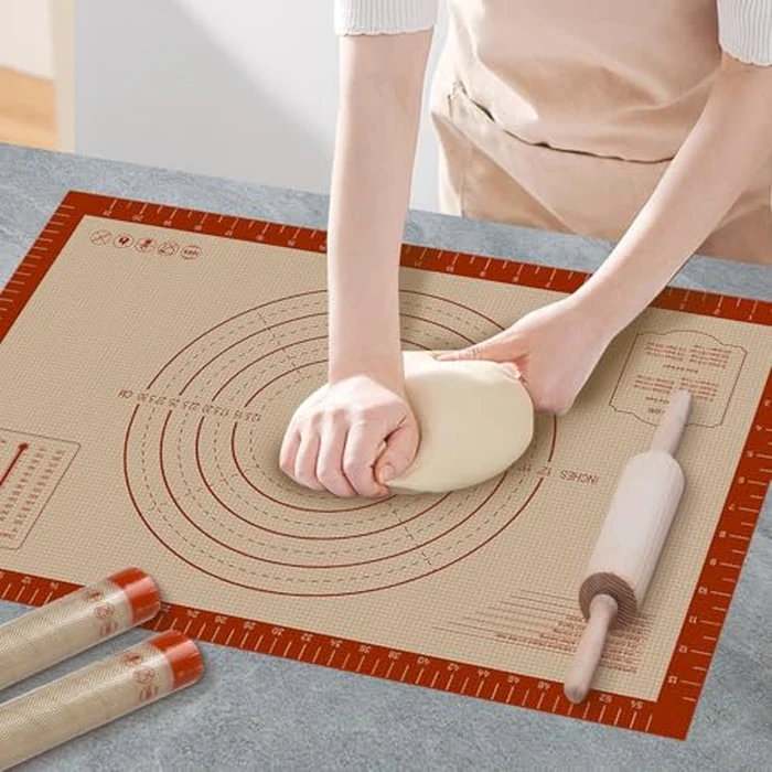 Silicone Baking Mat, 24" x 16" Baking Mat, Pastry Rolling Sourdough Baking Mat Supplies for Making Pizza, Pie, Cookies, Bread by Dwavele - Image 1