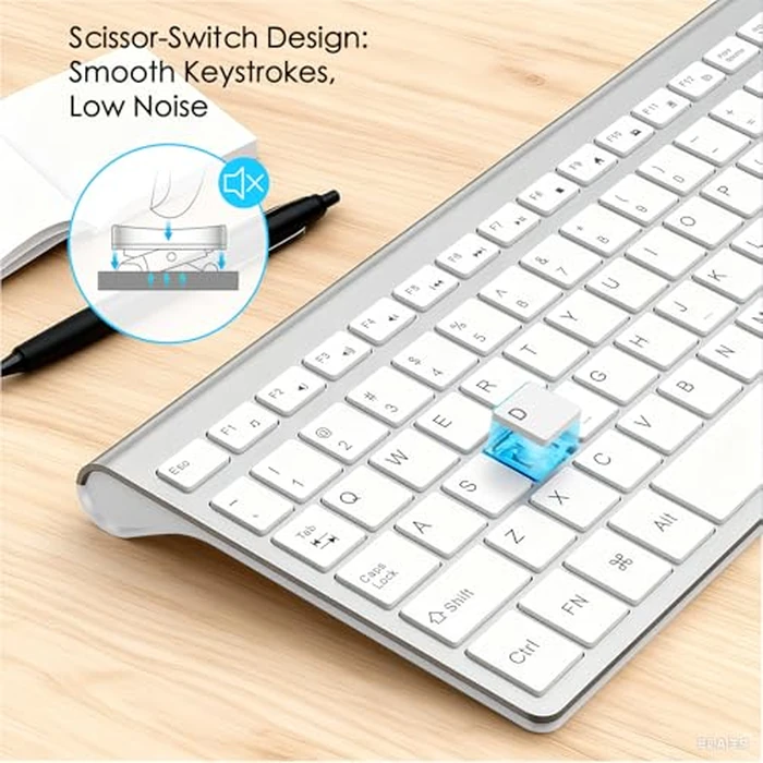 JOYACCESS J Wireless Keyboard, 2.4G Slim and Compact Wireless Keyboard with Numeric Keypad for Laptop, MacBook air, Apple, Computer, PC-Sliver&White by JOYACCESS - Image 6