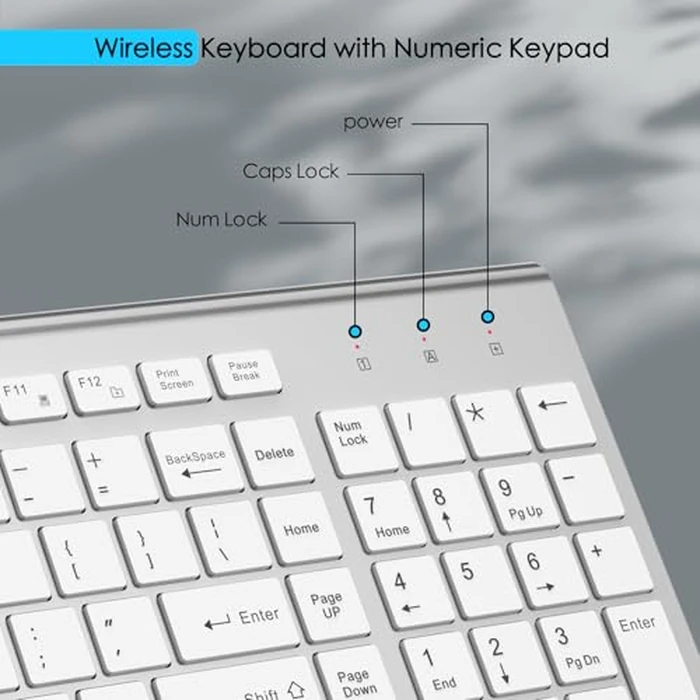 JOYACCESS J Wireless Keyboard, 2.4G Slim and Compact Wireless Keyboard with Numeric Keypad for Laptop, MacBook air, Apple, Computer, PC-Sliver&White by JOYACCESS - Image 7