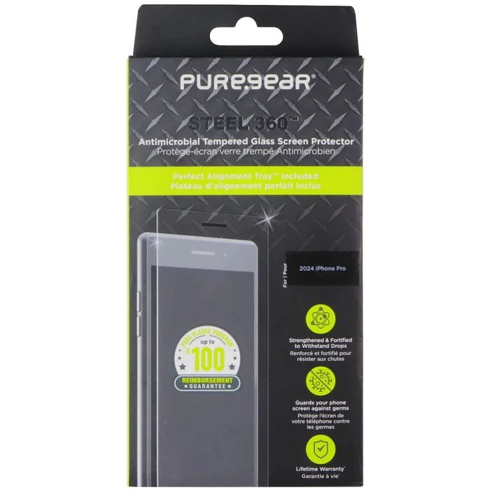 PureGear Steel 360 Tempered Glass Screen Protector for iPhone 16 Pro - Clear by PureGear - Image 3