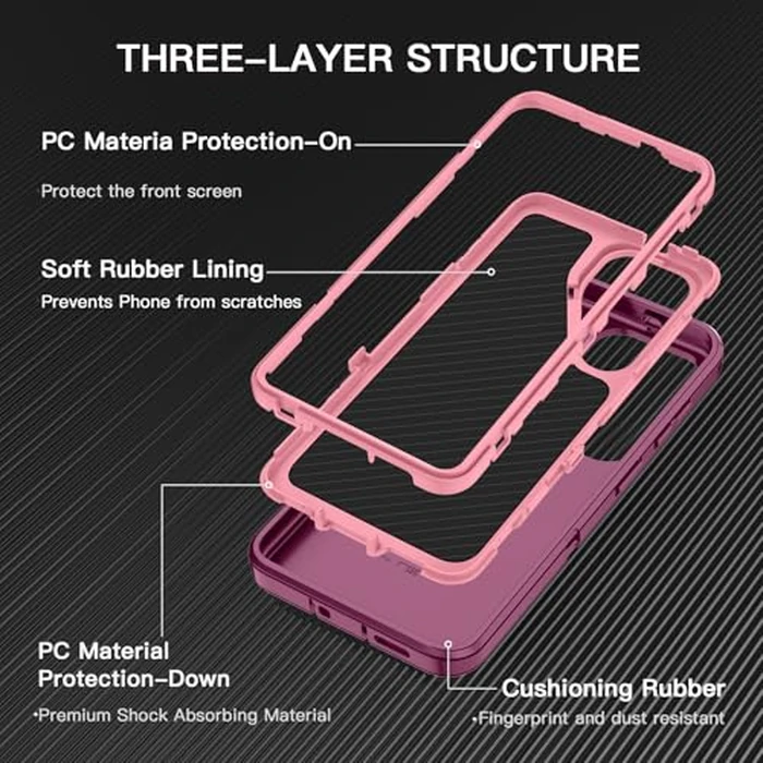 I-HONVA for Samsung Galaxy S26 Plus Case Shockproof Dust/Drop Proof 3-Layer Full Body Protection [Without Screen Protector] Rugged Heavy Duty Cover Case for Galaxy S26 Plus 6.7",Purple/Pink by I-HONVA - Used - Very Good condition