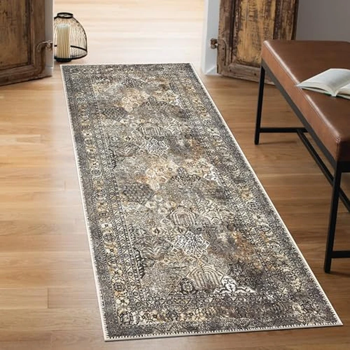 Keen Home Design 30"x144" Rug - Machine Washable Runner Rug with Non-Slip Backing, Ideal for Hallway, Entryway, Kitchen, Laundry Room - Vintage, Easy Clean, Durable, Low Pile - (2'6" x 12') by Keen Home Design - Used - Very Good condition