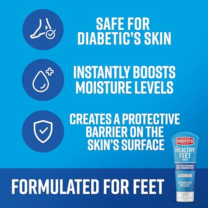 O'Keeffe's for Healthy Feet Foot Cream - 3 oz Tube (2 Pack) - Guaranteed Relief for Extremely Cracked, Dry Feet, Repairing Skincare, Instantly Boosts and Retains Moisture Levels by O'Keeffe's - Image 3