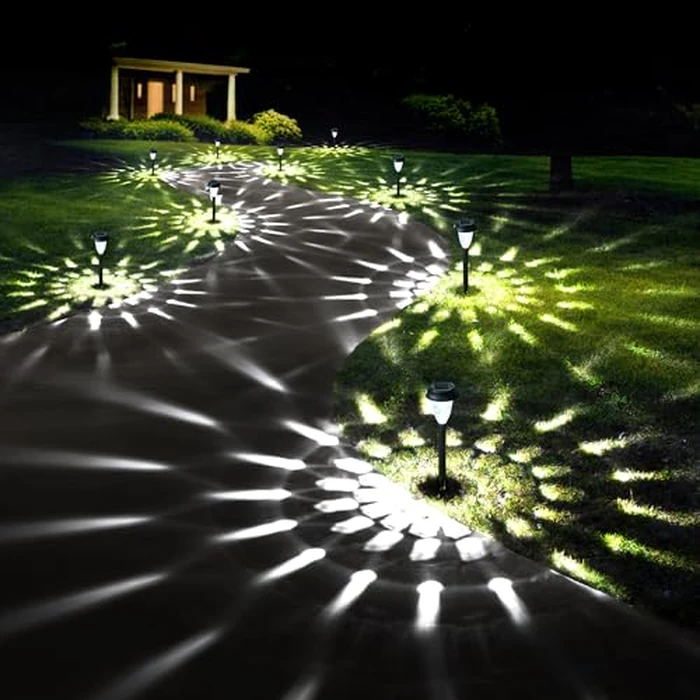 GIGALUMI 12 Pack Solar Lights Outdoor Waterproof, Cool White Pathway Lights Solar Powered, Landscape Lighting, Solar Garden Light for Decor, Patio, Garden, Yard, Pathways, Walkways by GIGALUMI - Used - Like New condition - US$34.19