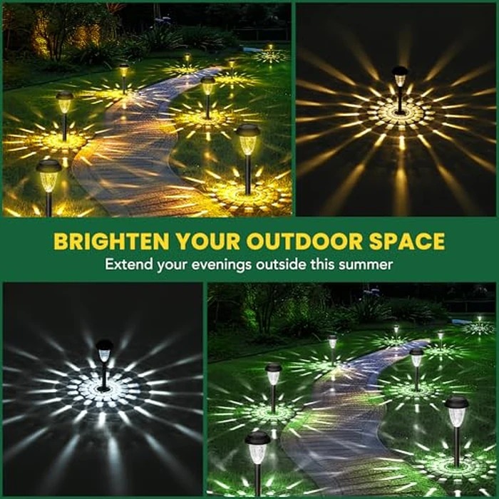 GIGALUMI 12 Pack Solar Lights Outdoor Waterproof, Cool White Pathway Lights Solar Powered, Landscape Lighting, Solar Garden Light for Decor, Patio, Garden, Yard, Pathways, Walkways by GIGALUMI - Image 2
