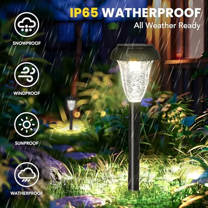 GIGALUMI 12 Pack Solar Lights Outdoor Waterproof, Cool White Pathway Lights Solar Powered, Landscape Lighting, Solar Garden Light for Decor, Patio, Garden, Yard, Pathways, Walkways by GIGALUMI - Image 5