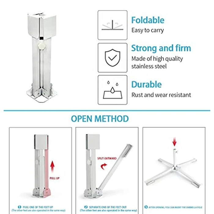 Foldable Portable Beach Umbrella Stand-Portable Patio Umbrella Base Holder,Outdoor Sunshade Anchor Size PLUS Thickened,Rust Free Tempered Iron Umbrella Stand for Courtyard,Swimming Pool,Beach,Grass by MILIMOLI - Image 7