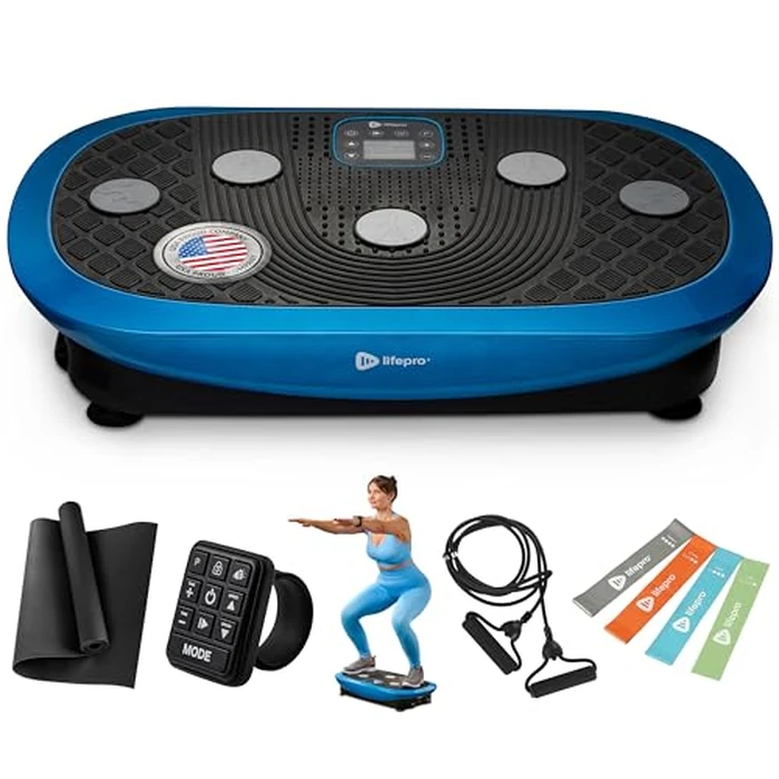 LifePro Rumblex Plus 4D Vibration Plate Exercise Machine - Triple Motor Oscillation, Linear, Pulsation + 3D/4D Motion Vibration Platform/Whole Body Vibration Machine for Weight Loss & Shaping. (Blue) by LifePro - Used - Good condition - US$249.95