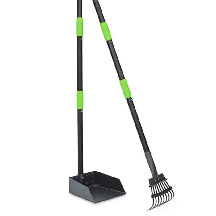 Niubya Pooper Scooper for Dogs, Metal Poop Scooper Tray and Rake Set with Adjustable Long Handle, Dog Pooper Scooper for Pet Waste Removal by Niubya - Used - Very Good condition