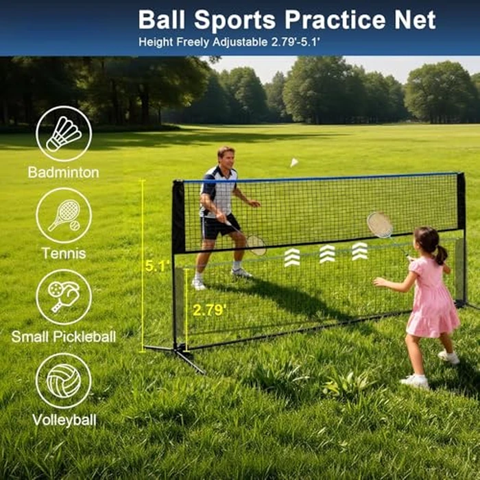 KMFurnila Portable Badminton Net Set, 10FT Wide, Adjustable Height Multi Sport Net for Pickleball, Tennis, Volleyball, Soccer Tennis, Indoor Outdoor with Carry Bag, Easy Setup for Backyard by KMFurnila - Image 3