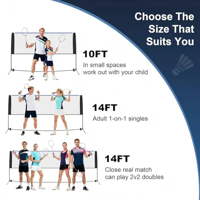 KMFurnila Portable Badminton Net Set, 10FT Wide, Adjustable Height Multi Sport Net for Pickleball, Tennis, Volleyball, Soccer Tennis, Indoor Outdoor with Carry Bag, Easy Setup for Backyard by KMFurnila - Image 4