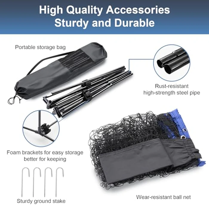 KMFurnila Portable Badminton Net Set, 10FT Wide, Adjustable Height Multi Sport Net for Pickleball, Tennis, Volleyball, Soccer Tennis, Indoor Outdoor with Carry Bag, Easy Setup for Backyard by KMFurnila - Image 7