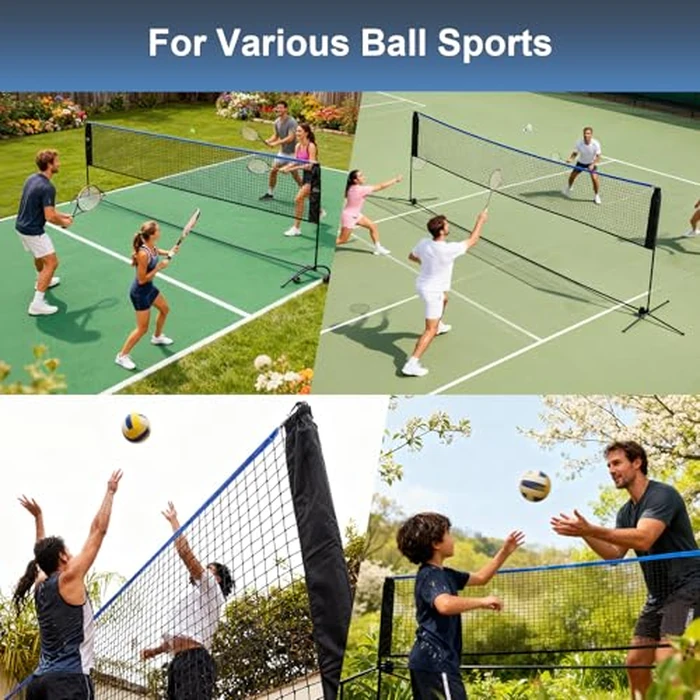 KMFurnila Portable Badminton Net Set, 10FT Wide, Adjustable Height Multi Sport Net for Pickleball, Tennis, Volleyball, Soccer Tennis, Indoor Outdoor with Carry Bag, Easy Setup for Backyard by KMFurnila - Image 8