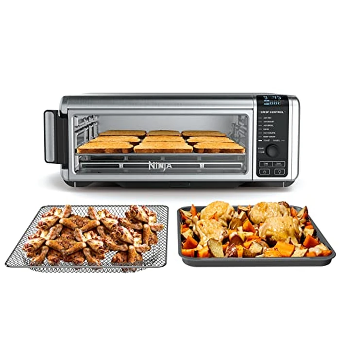 Ninja Foodi 8-in-1 Digital Air Fry Oven, Large Toaster Oven, Flip-Away For Storage, Dehydrate, Keep Warm, 1800 Watts, Stainless (SP101C) - Canadian Version by Ninja - Used - Acceptable condition