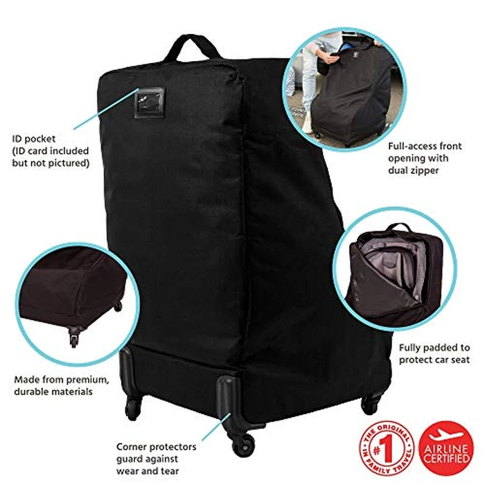 J.L. Childress Spinner Wheelie Padded Car Seat Bag- Travel Bag for Airplane, Fits Most Baby & Infant Car Seats, Boosters, & Carriers, Airport Accessories for Gate Check or Baggage Check- Deluxe, Black by J.L. Childress - Image 2