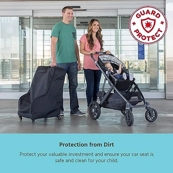 J.L. Childress Spinner Wheelie Padded Car Seat Bag- Travel Bag for Airplane, Fits Most Baby & Infant Car Seats, Boosters, & Carriers, Airport Accessories for Gate Check or Baggage Check- Deluxe, Black by J.L. Childress - Image 3