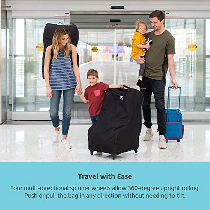 J.L. Childress Spinner Wheelie Padded Car Seat Bag- Travel Bag for Airplane, Fits Most Baby & Infant Car Seats, Boosters, & Carriers, Airport Accessories for Gate Check or Baggage Check- Deluxe, Black by J.L. Childress - Image 4