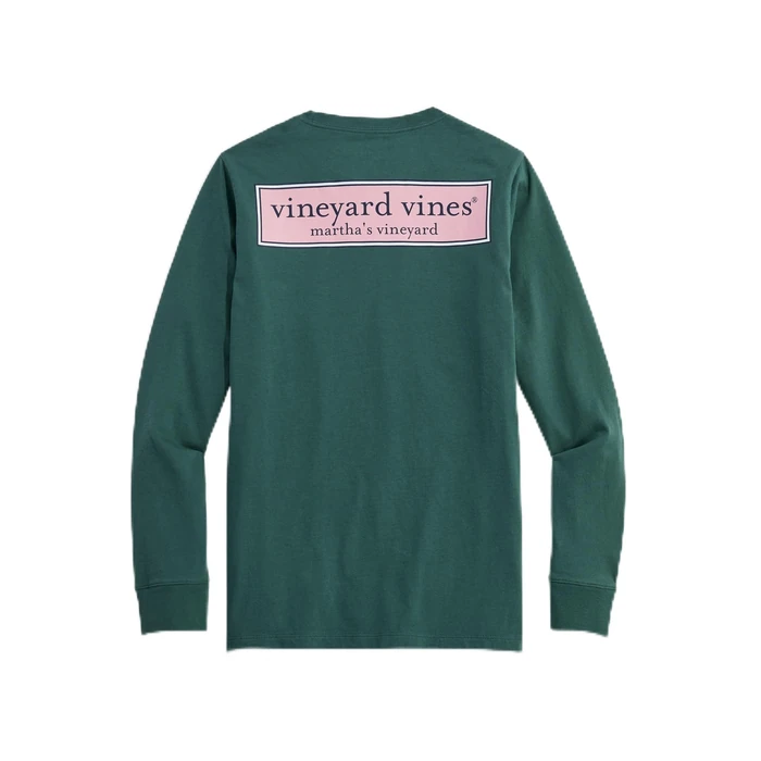 Vineyard Vines Boys' Classic Logo Box Long-Sleeve Pocket Tee, Charleston Green, S by vineyard vines - Used - Like New condition