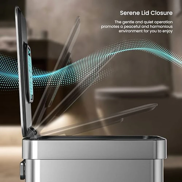 Home Zone Living 3 Gallon Small Trash Can with a Lid and Step Pedal, CleanAura, Odor Control, Stainless Steel with Slim Design for Home and Office, Silver, 10 Liters by Home Zone Living - Image 5