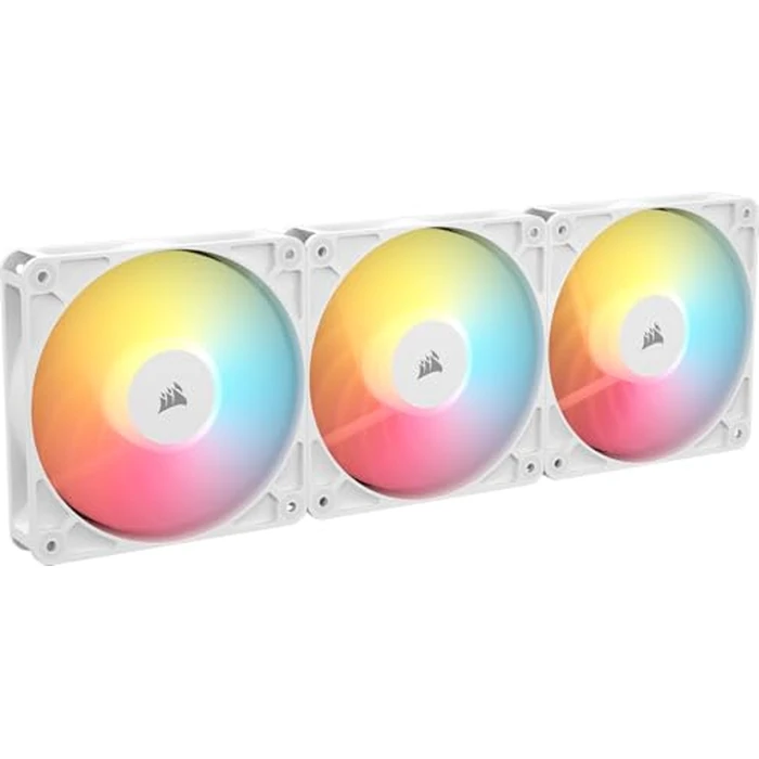 Corsair RS120-R ARGB 120mm PWM ARGB Reverse Fans - Reverse Rotor, +5V ARGB Connections, Eight RGB LEDs, High Static Pressure, Daisy-Chain, Magnetic Dome Bearing, Zero RPM Mode - Triple Pack - White by Corsair - Image 1