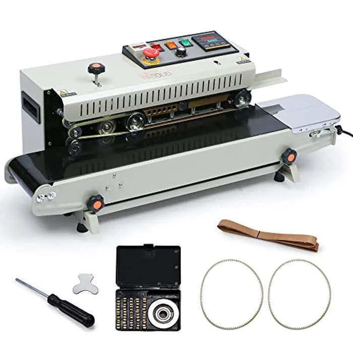 U.S. Solid Continuous Bag Band Sealer Sealing Machine, Automatic Horizontal Band Sealer with Digital Temperature Control for 0.02-0.08mm PVC Bags Films Stamp Coding 110V/60HZ by U.S. Solid - Image 1
