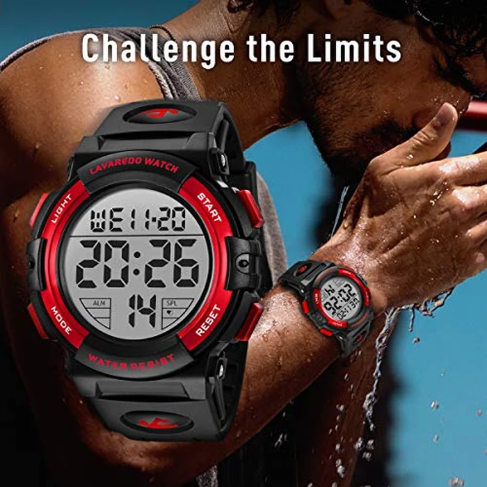 L LAVAREDO Mens Digital Watch Sports Military Watches Waterproof Outdoor Chronograph Wrist Watches for Men with LED Back Ligh/Alarm/Date by L LAVAREDO - Image 2