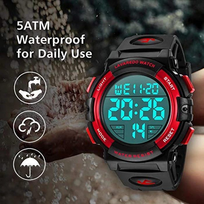 L LAVAREDO Mens Digital Watch Sports Military Watches Waterproof Outdoor Chronograph Wrist Watches for Men with LED Back Ligh/Alarm/Date by L LAVAREDO - Image 4