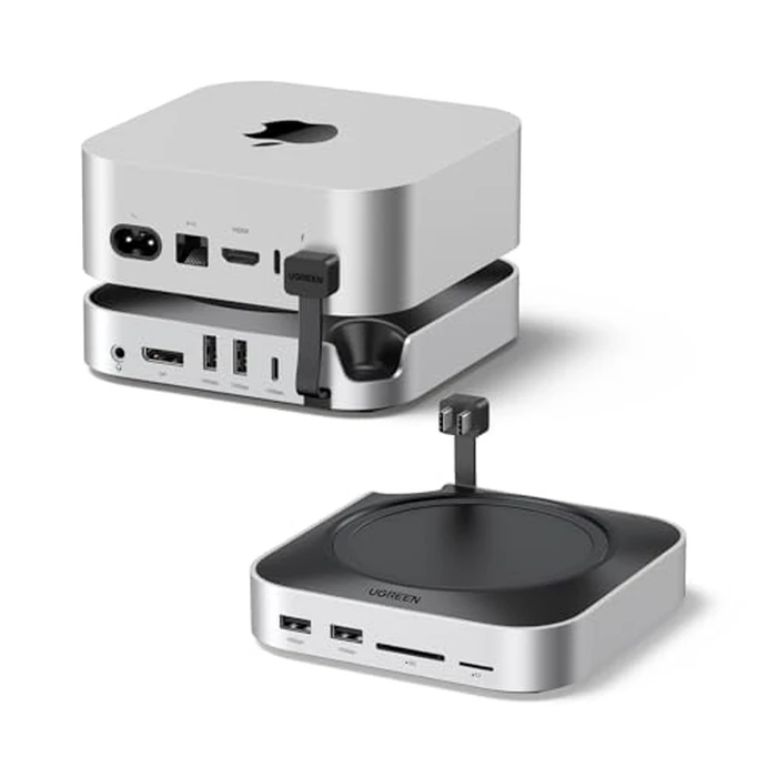 UGREEN Mac mini M4 Hub with M.2 NVMe SSD Slot, DisplayPort (8K60Hz Max) for Dual Monitor Setups, 4*USB-A 3.2, USB-C 3.2, SD/TF Card Reader 170MB/s & 3.5 mm Audio Compatible with Mac mini M4/Pro by UGREEN - Image 1