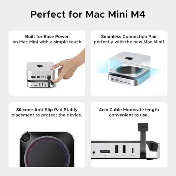 UGREEN Mac mini M4 Hub with M.2 NVMe SSD Slot, DisplayPort (8K60Hz Max) for Dual Monitor Setups, 4*USB-A 3.2, USB-C 3.2, SD/TF Card Reader 170MB/s & 3.5 mm Audio Compatible with Mac mini M4/Pro by UGREEN - Image 5
