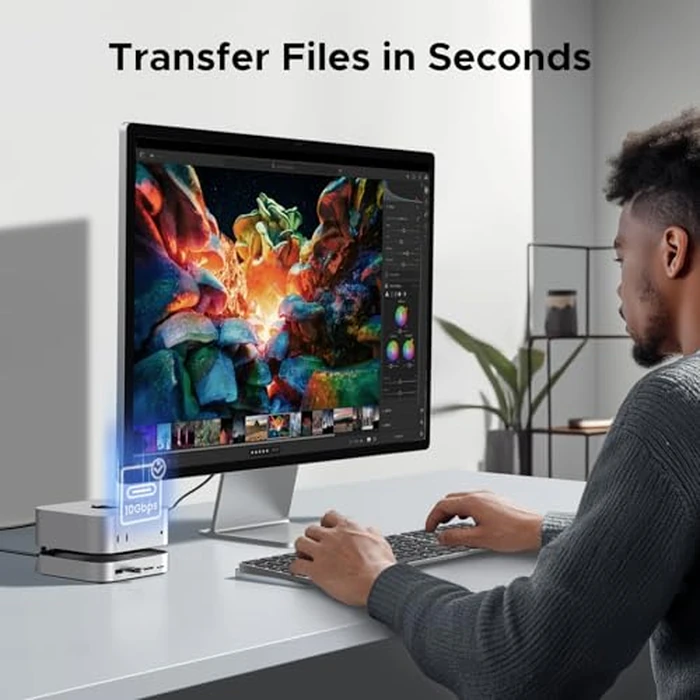 UGREEN Mac mini M4 Hub with M.2 NVMe SSD Slot, DisplayPort (8K60Hz Max) for Dual Monitor Setups, 4*USB-A 3.2, USB-C 3.2, SD/TF Card Reader 170MB/s & 3.5 mm Audio Compatible with Mac mini M4/Pro by UGREEN - Image 7