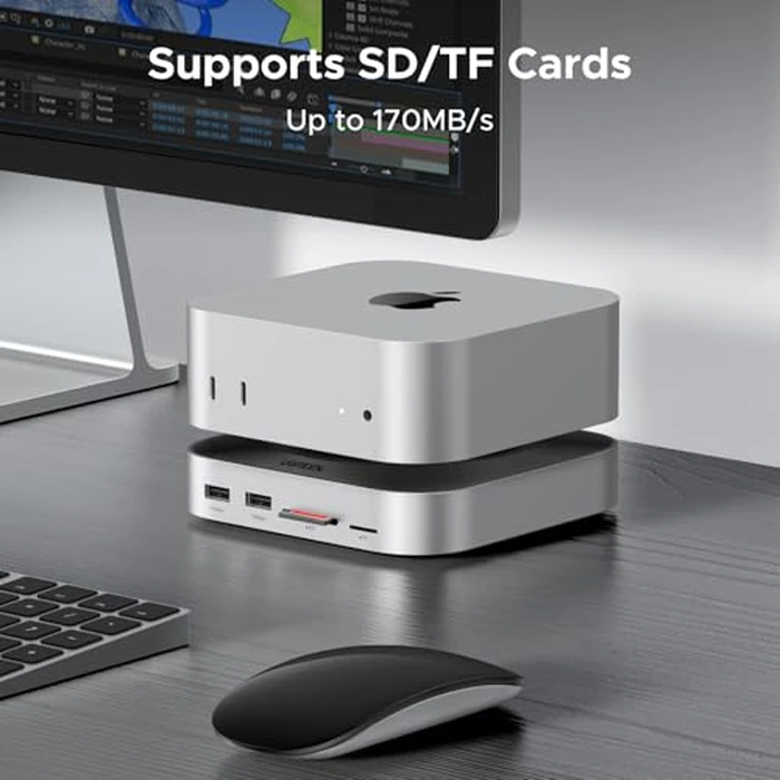 UGREEN Mac mini M4 Hub with M.2 NVMe SSD Slot, DisplayPort (8K60Hz Max) for Dual Monitor Setups, 4*USB-A 3.2, USB-C 3.2, SD/TF Card Reader 170MB/s & 3.5 mm Audio Compatible with Mac mini M4/Pro by UGREEN - Image 9