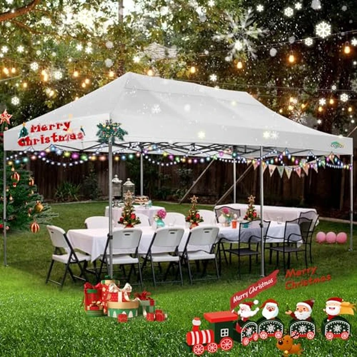 COBIZI 10x20 Heavy Duty Pop up Canopy Tent with 6 sidewalls Easy Up Commercial Outdoor Wedding Party Tents for Parties All Season Wind & Waterproof Gazebo Roller Bag, White(Frame Thickened) by COBIZI - Image 2