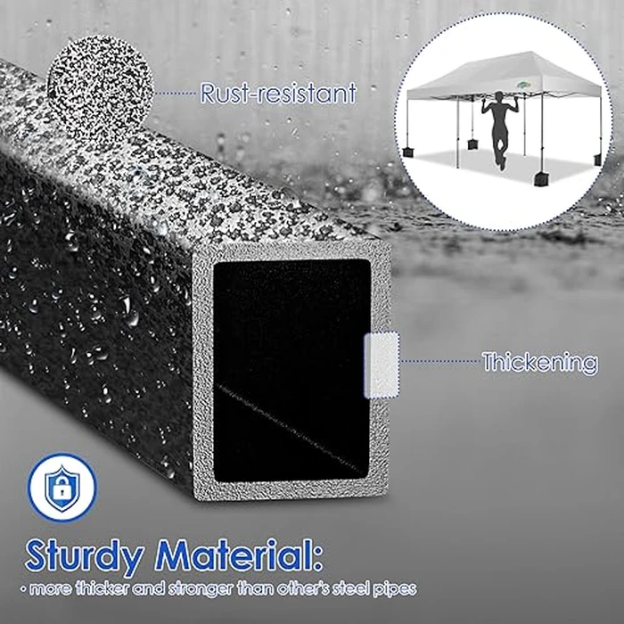 COBIZI 10x20 Heavy Duty Pop up Canopy Tent with 6 sidewalls Easy Up Commercial Outdoor Wedding Party Tents for Parties All Season Wind & Waterproof Gazebo Roller Bag, White(Frame Thickened) by COBIZI - Image 8