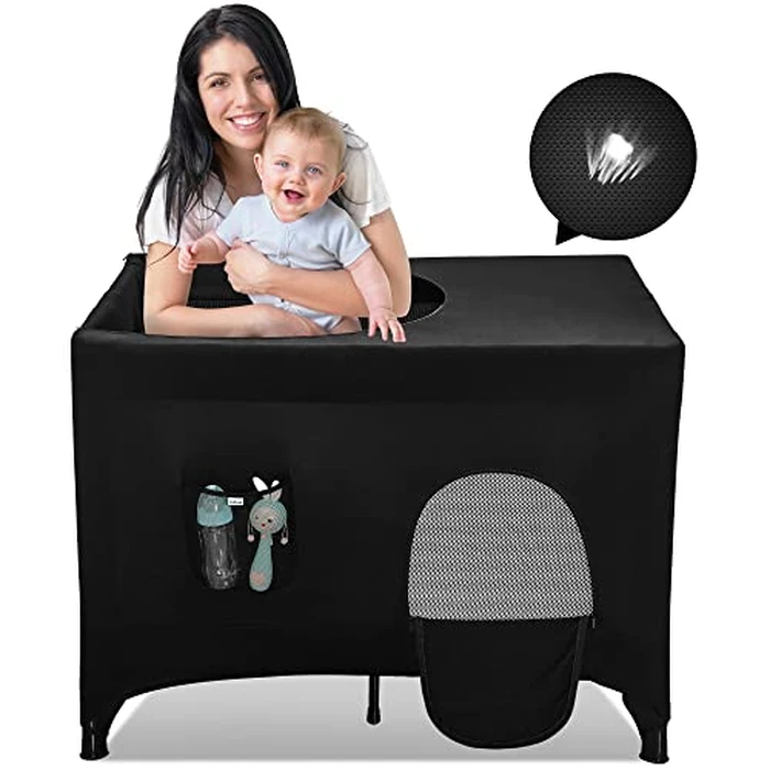 Poudee Pack n Play Blackout Cover Travel Crib Blackout Cover Breathable Blackout Tent for Travel Crib Portable Stretchy Netting Cover by Poudee - Used - Like New condition - US$20.03